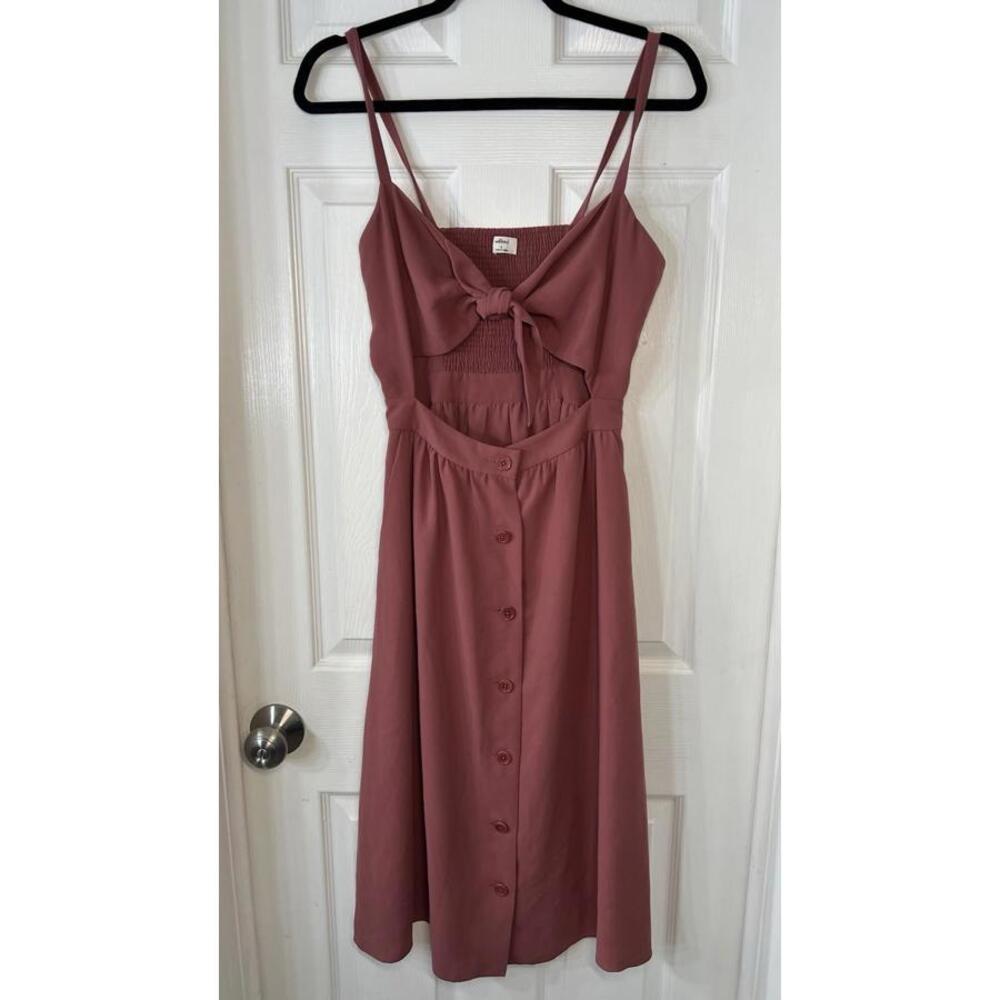 Aritzia Wilfred Apple Butter Cut Out Casual Adelia Tie Front Sundress Sz 4 NWOT